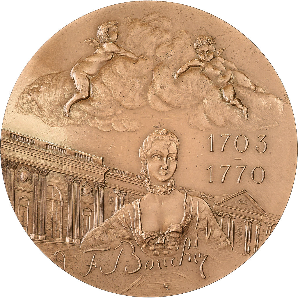 França, medalha, François Boucher., 1966, Bronze, Lesot, MS(63)