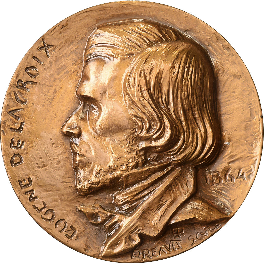 Francia, medaglia, Eugène Delacroix, Bronzo, Preault, SPL
