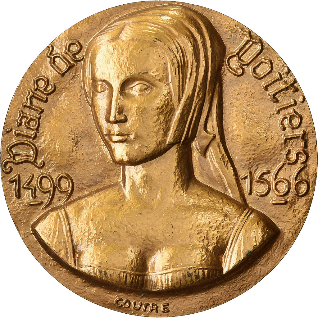 Francia, medaglia, Diane de Poitiers, Château de Chenonceaux, Bronzo, Coutré