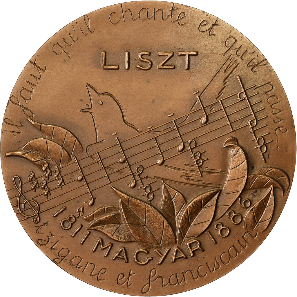França, medalha, Musique, Franz Liszt, Bronze, Bouret, MS(63)