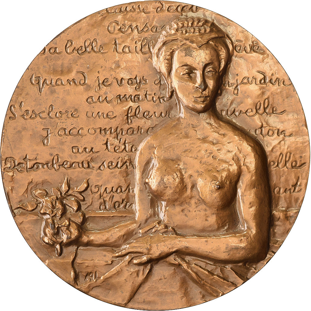 França, medalha, Château d'Azay-le-Rideau, Femme Nue, Bronze, Annette Landry