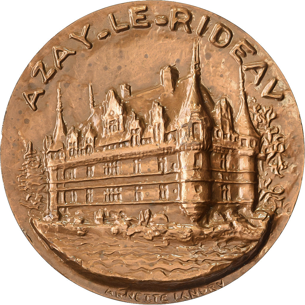 França, medalha, Château d'Azay-le-Rideau, Femme Nue, Bronze, Annette Landry