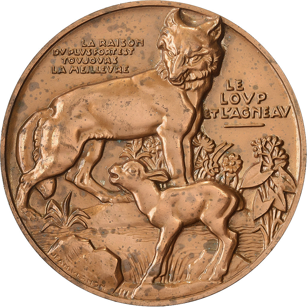 Francia, medaglia, Contes et Fables, Le Loup et l'Agneau, MDP, Bronzo, Vernon