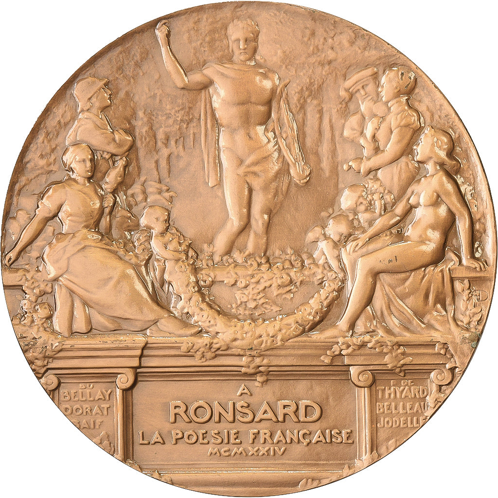 Frankreich, Medaille, Pierre de Ronsard, La Poésie Française, 1972, Bronze