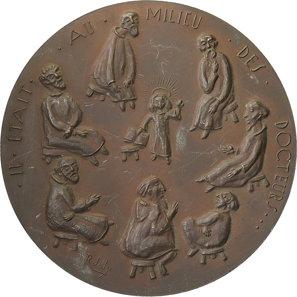 France, Medal, Jésus et les docteurs, Bronze, Joly, EF(40-45)