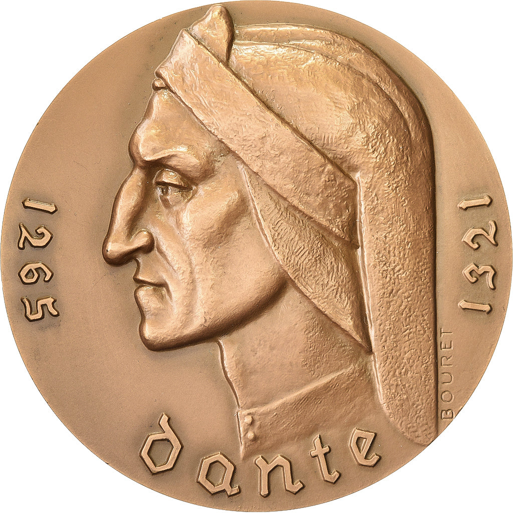 Francia, medaglia, Dante Alighieri, Bronzo, Bouret, SPL