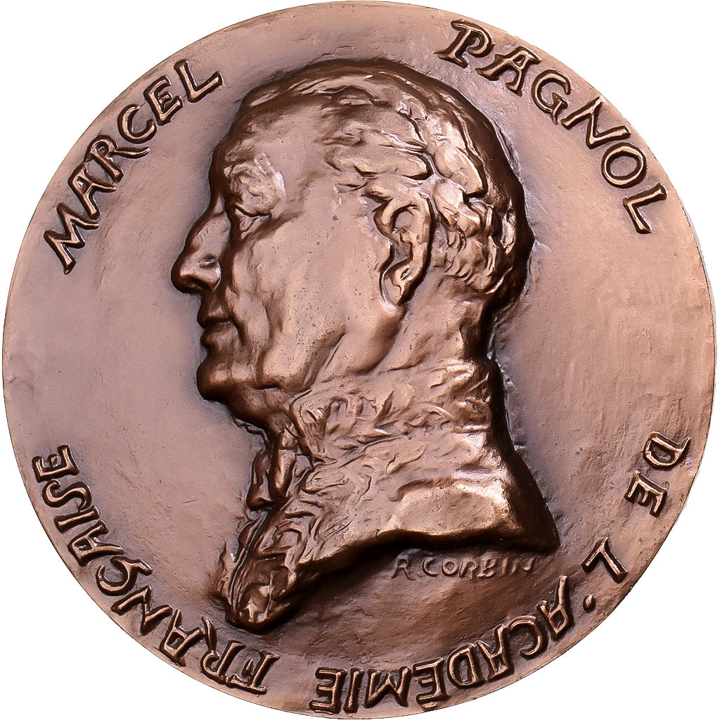 Francia, medalla, Marcel Pagnol, Académie Française, 1975, Bronce, Corbin, SC