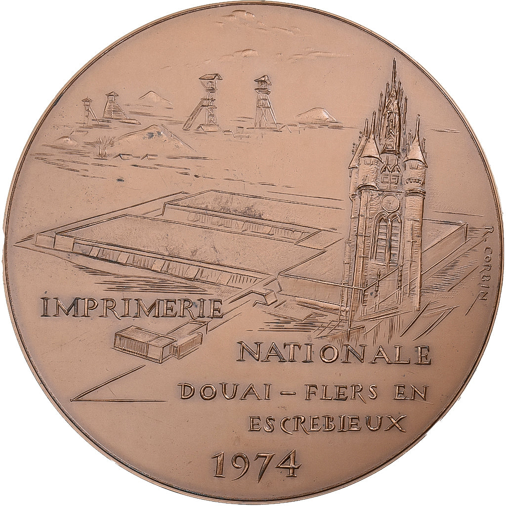 Francia, medaglia, Imprimerie Nationale Douai-Flers-Escrebieux, 1975, Bronzo