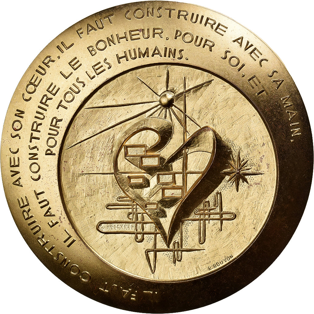France, Medal, Voeux, Nouvelle Année, 1976, Gilt Bronze, Bouyon, AU(55-58)