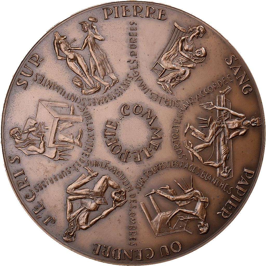 Francia, medaglia, Voeux, Poésie, 1968, Bronzo, Devigne, SPL