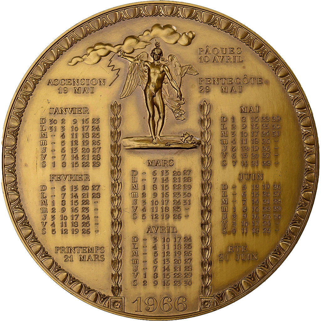 Francia, medaglia, Voeux, Nouvelle Année, 1966, Bronzo, SPL