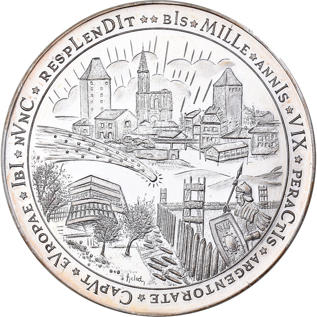 France, Medal, Strasbourg, Bimillénaire de la Ville, 1988, Silver, Steiner