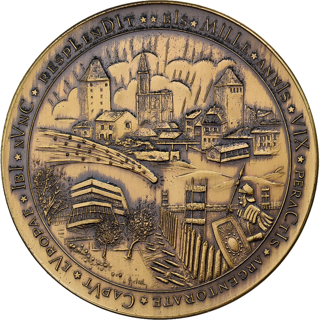 Francia, medaglia, Strasbourg, Bimillénaire de la Ville, 1988, Bronzo, Steiner