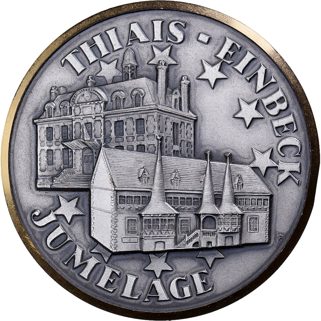 France, Medal, Thiais-Einbeck, 20 Ans de Jumelage, 1982, Silvered bronze, J.