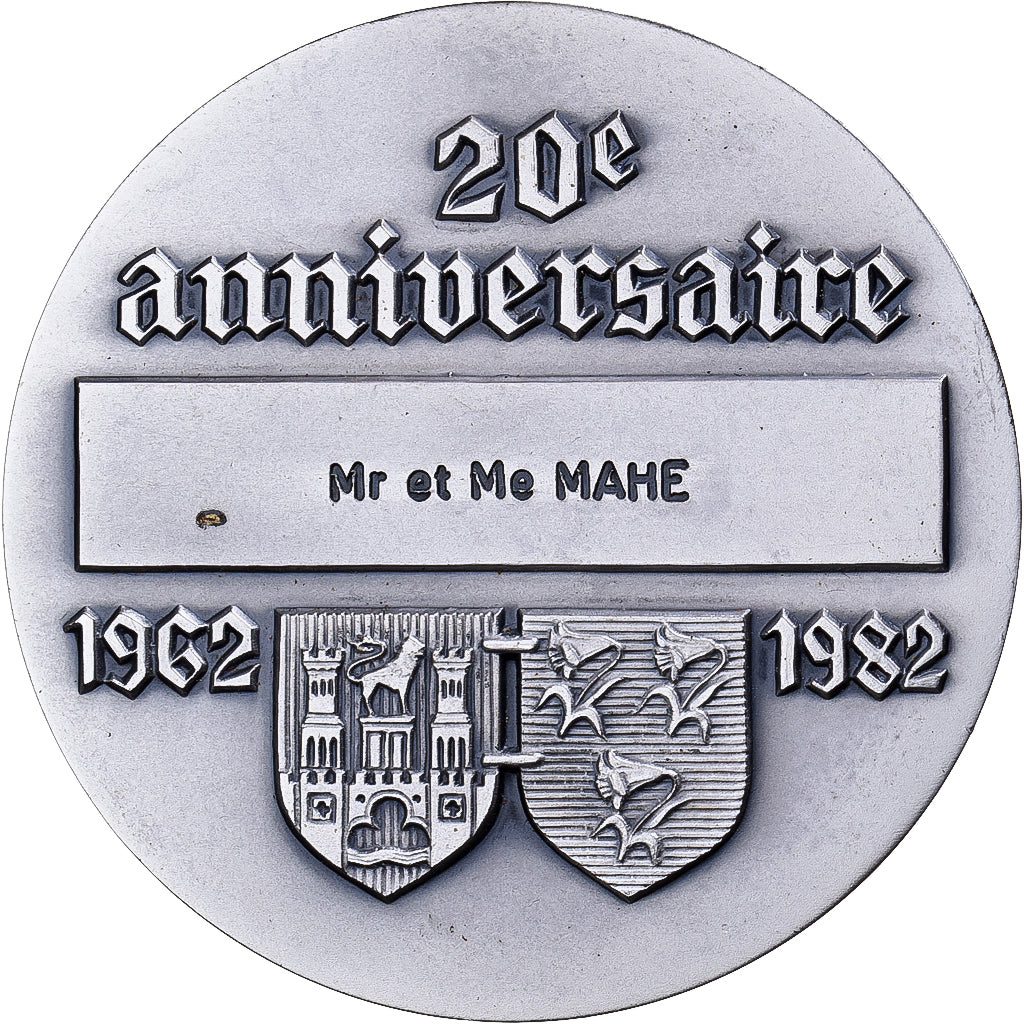France, Medal, Thiais-Einbeck, 20 Ans de Jumelage, 1982, Silvered bronze, J.