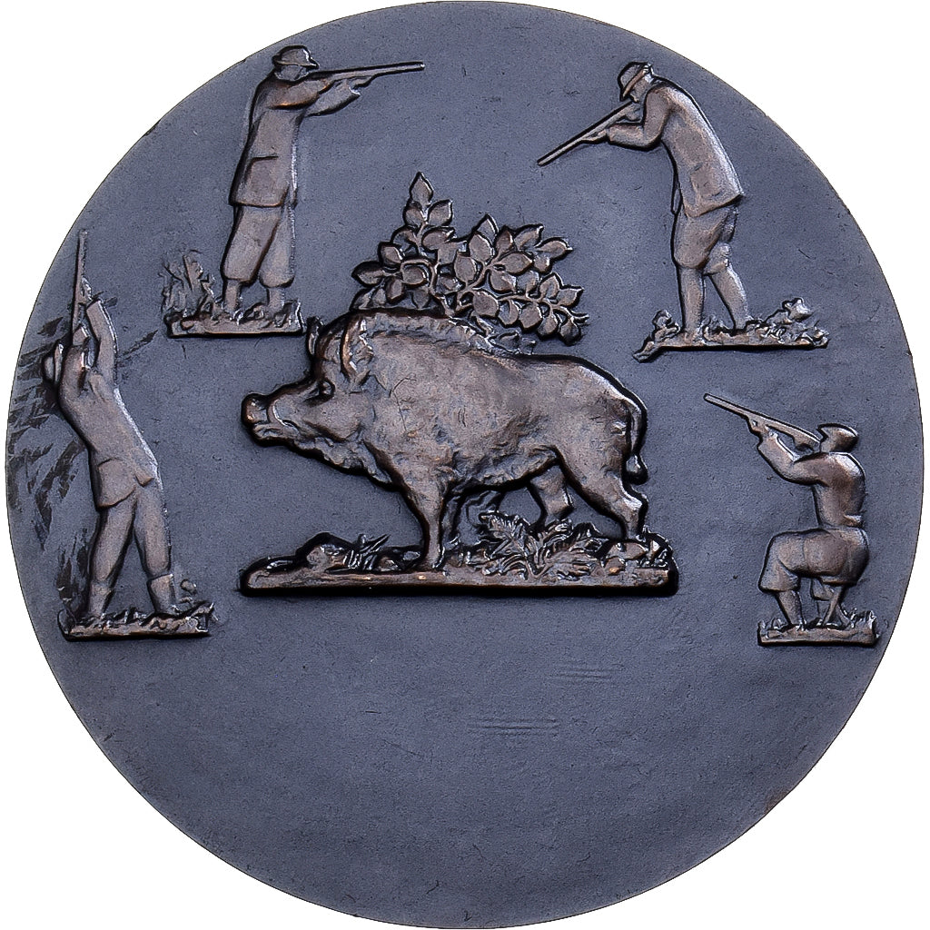 France, Médaille, La Chasse, Bronze, MS63, Delannoy, Animaux