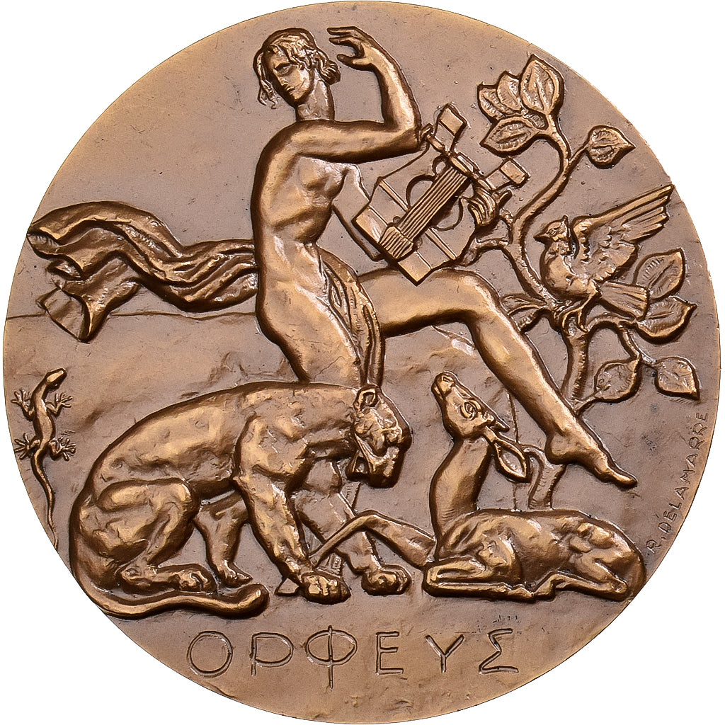 Francia, medaglia, Musique, Orphée Charmant les Animaux, Bronzo, Delamarre, SPL
