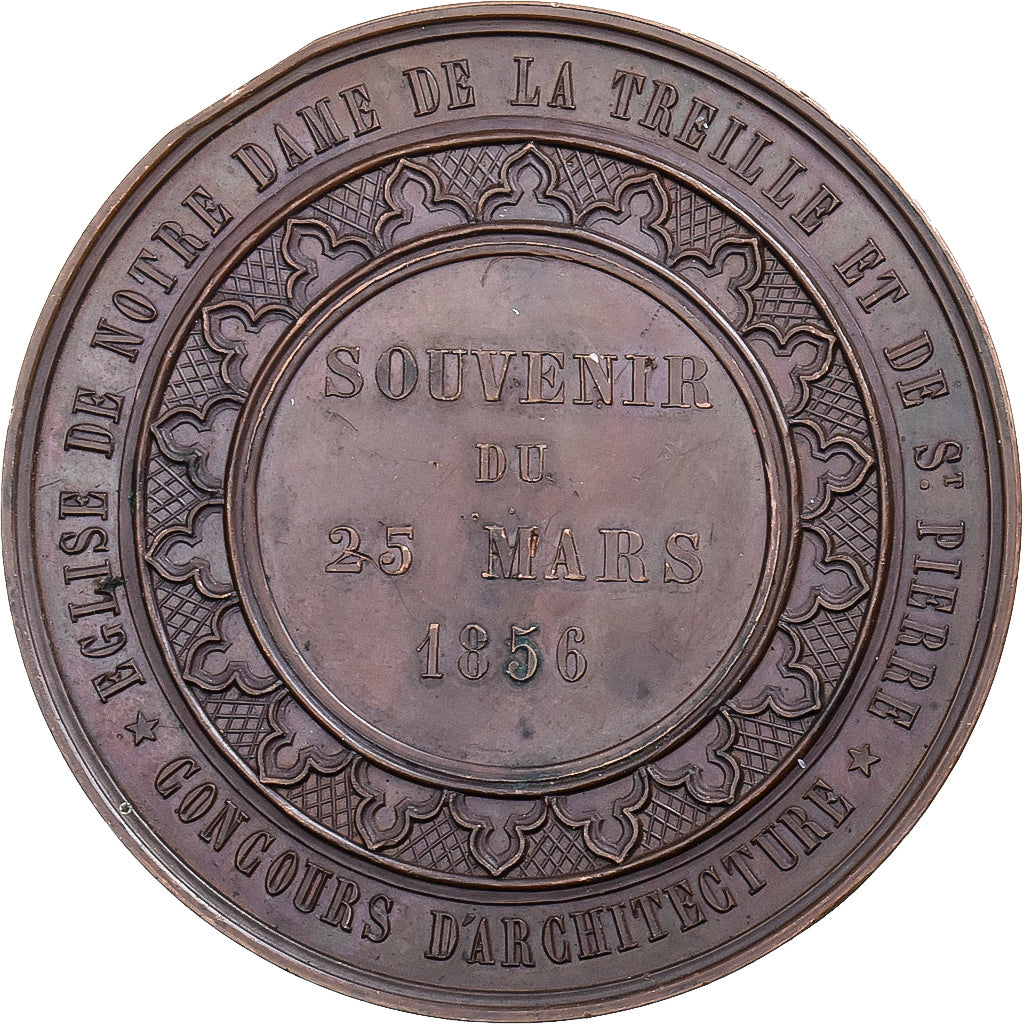 France, Medal, Notre-Dame de la Treille, Lille, 1856, Copper, Lecomte, EF(40-45)