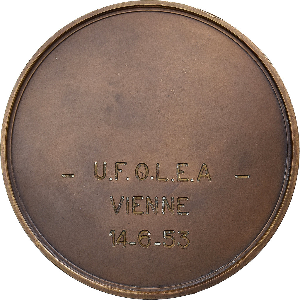 Francia, medaglia, U.F.O.L.E.A, Vienne, Chant, 1953, Bronzo, Lamourdedieu, SPL-