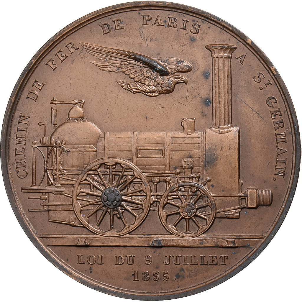 Francia, medaglia, Chemin de Fer de Paris à Saint Germain, 1970, Bronzo, Barre