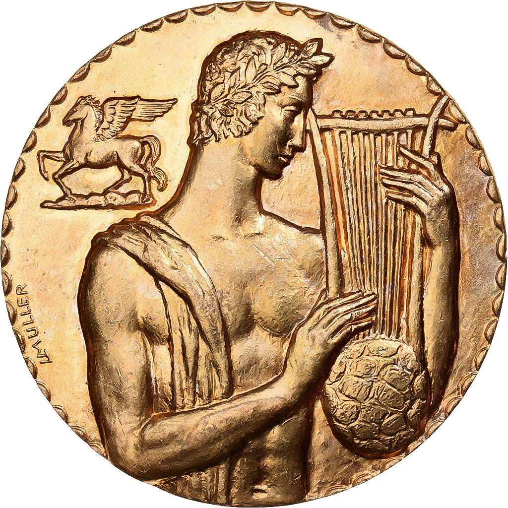 Bélgica, medalla, Orphée, Société Belge des Auteurs, Bronce dorado, Muller