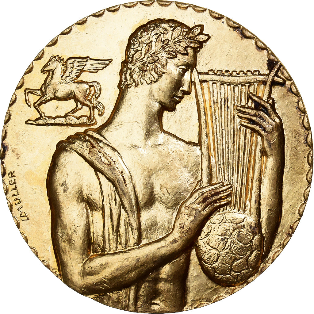 Bélgica, medalla, Orphée, Société Belge des Auteurs, Bronce dorado, Muller