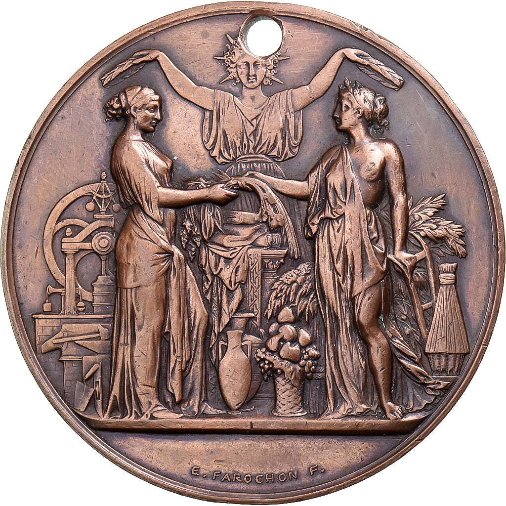 France, Medal, Société Libre de l'Eure, Bernay, 1877, Copper, Farochon