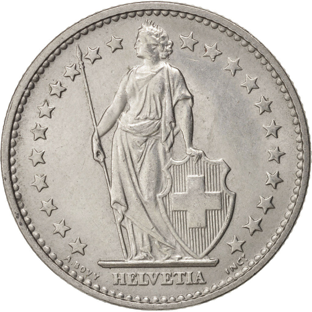 Coin, Switzerland, 2 Francs, 1968, Bern, MS(60-62), Copper-nickel, KM:21a.1
