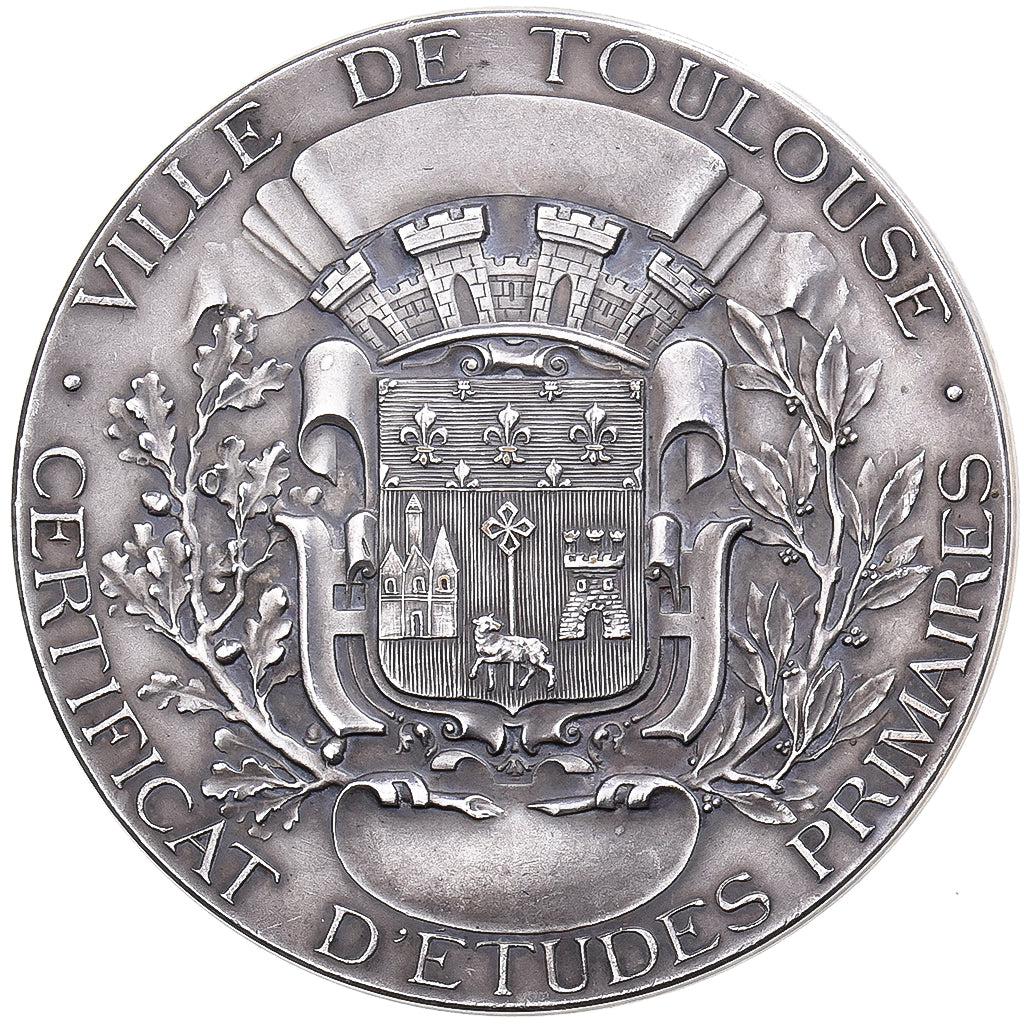 France, Medal, Certificat d'Etudes Primaires, Toulouse, Silvered bronze, Rivet