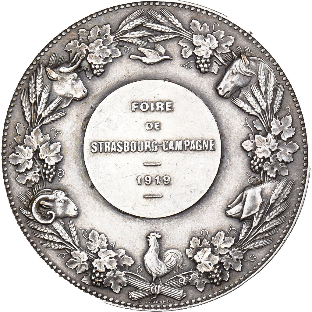 France, Medal, Foire de Strasbourg-Campagne, 1919, Silvered bronze, Lagrange