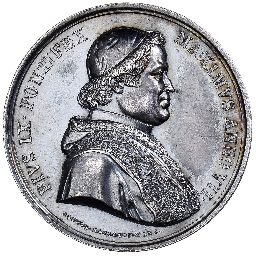 PAŃSTWO WATYKAŃSKIE, medal, Pie IX, 1853, Srebro, Zaccagnini, AU(55-58)