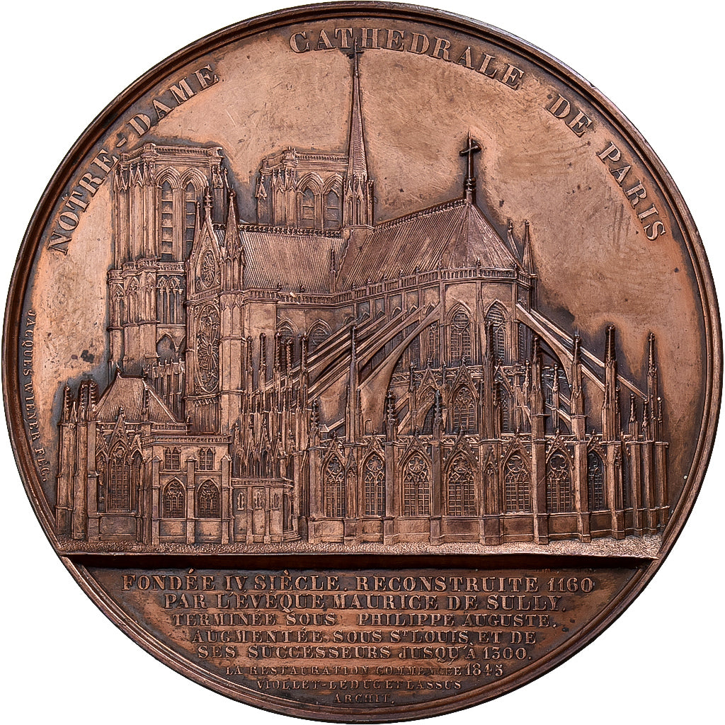 Frankreich, Medaille, Cathédrale Notre-Dame de Paris, 1855, Kupfer, Wiener, SS+