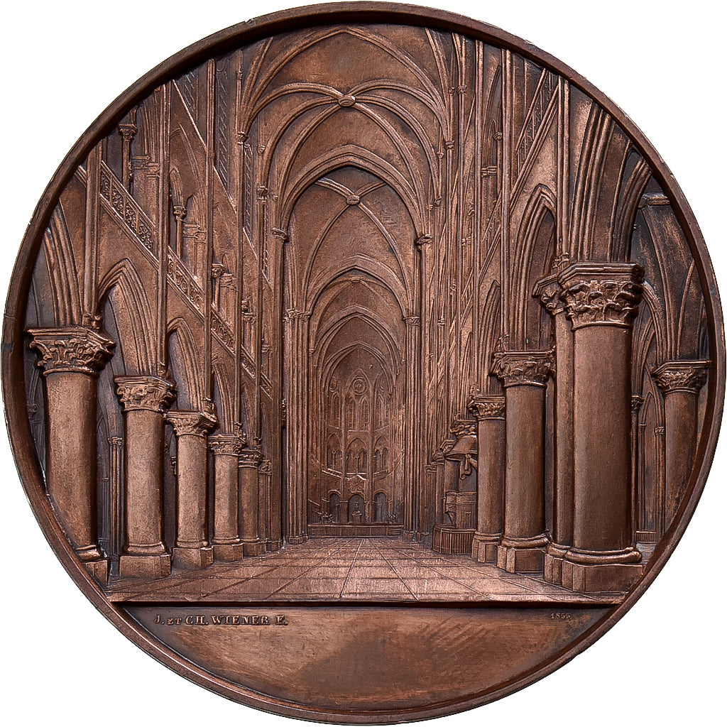 Frankreich, Medaille, Cathédrale Notre-Dame de Paris, 1855, Kupfer, Wiener, SS+