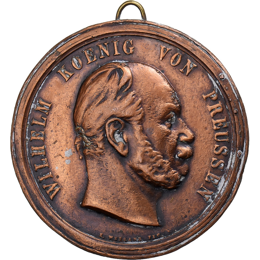 Duitsland, Medaille, Prusse, Wilhelm Koenig, Copper-Tin, Cliché Uniface, FR+
