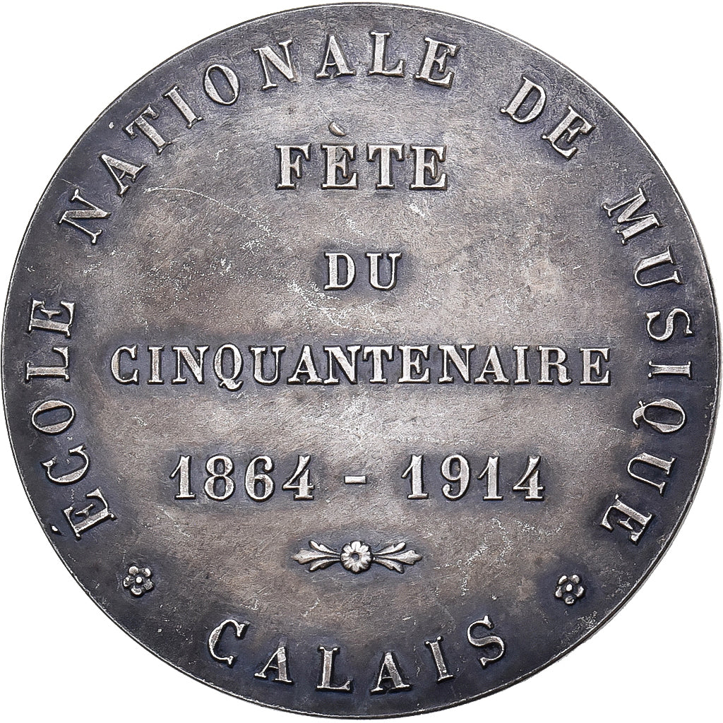 France, Medal, Ecole Nationale de Musique de Calais, Cinquantenaire, 1914