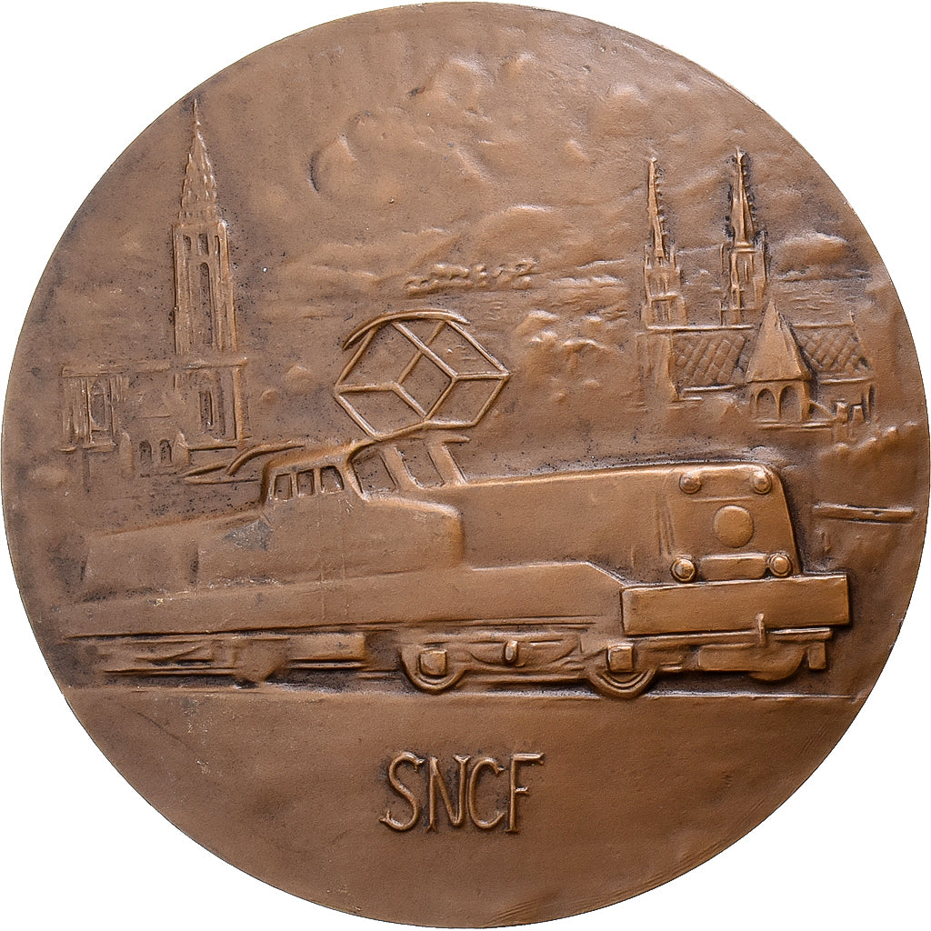 Francja, medal, SNCF, Électrification Strasbourg-Bâle, 1957, Brązowy