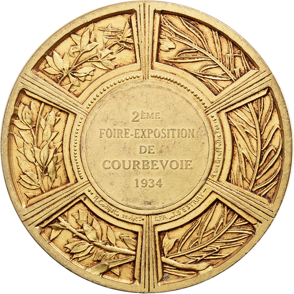 France, Medal, 2ème Foire Exposition de Courbevoie, 1934, Gilt Bronze