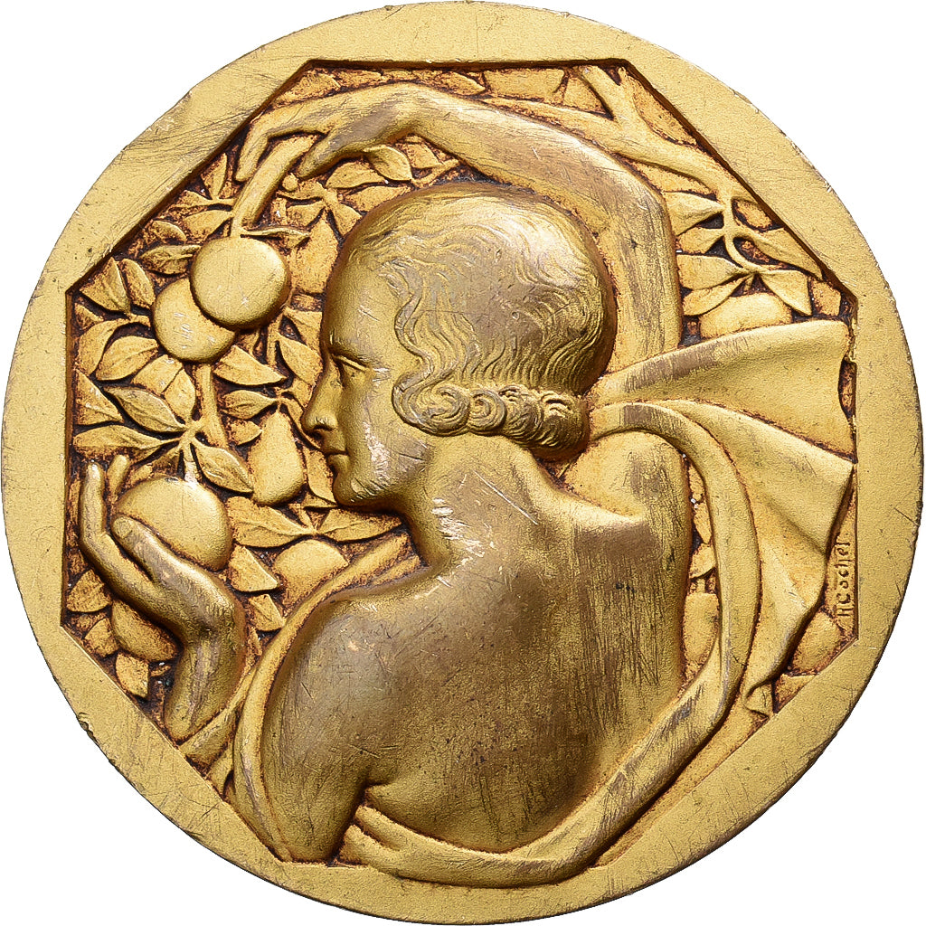 France, Medal, Femme au Verger, Gilt Bronze, Cochet, EF(40-45)