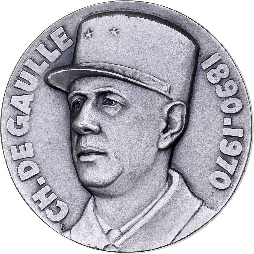 França, medalha, Charles De Gaulle, 1970, Bronze Prateado, J. Balme, MS(63)