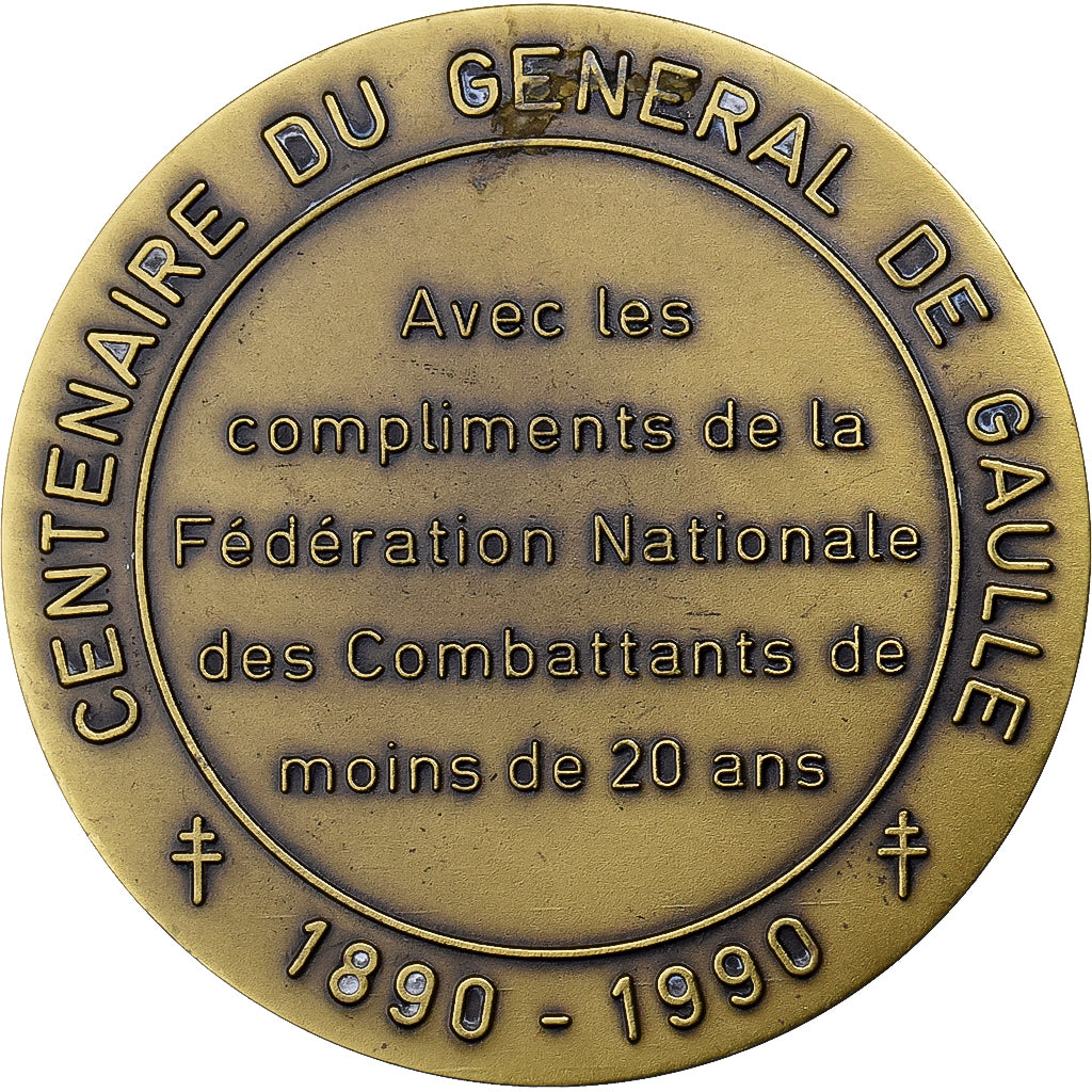 France, Médaille, Centenaire du Général De Gaulle, 1990, Bronze, SPL
