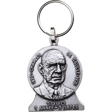 Francia, Porte-Clés, Centenaire du Général De Gaulle, 1990, Silvered Metal