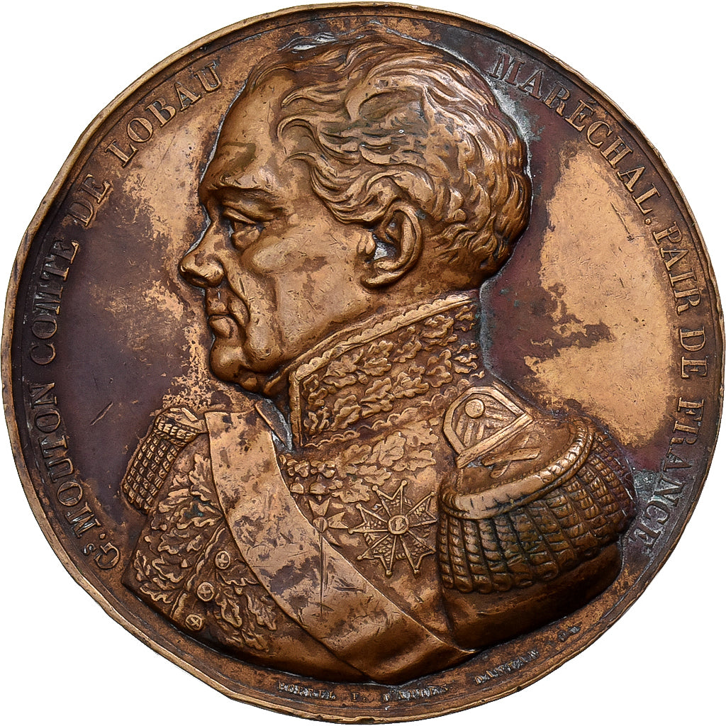 France, Medal, Louis Philippe I, Général Mouton, Comte de Lobau, 1838, Bronze