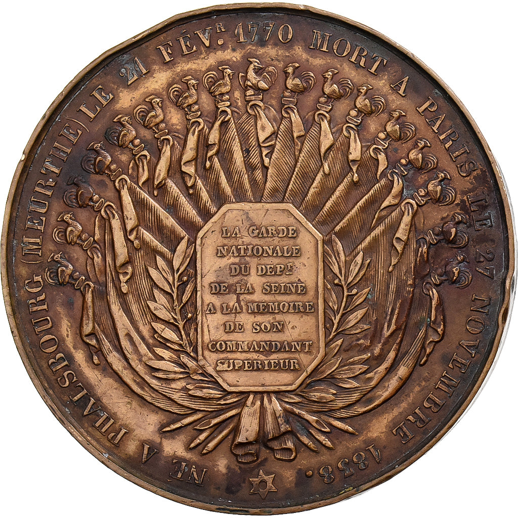 France, Medal, Louis Philippe I, Général Mouton, Comte de Lobau, 1838, Bronze
