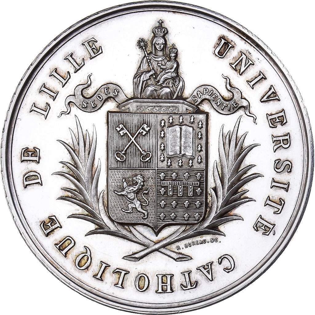 Francia, medaglia, Université de Lille, Faculté de Médecine, 1878, Argento