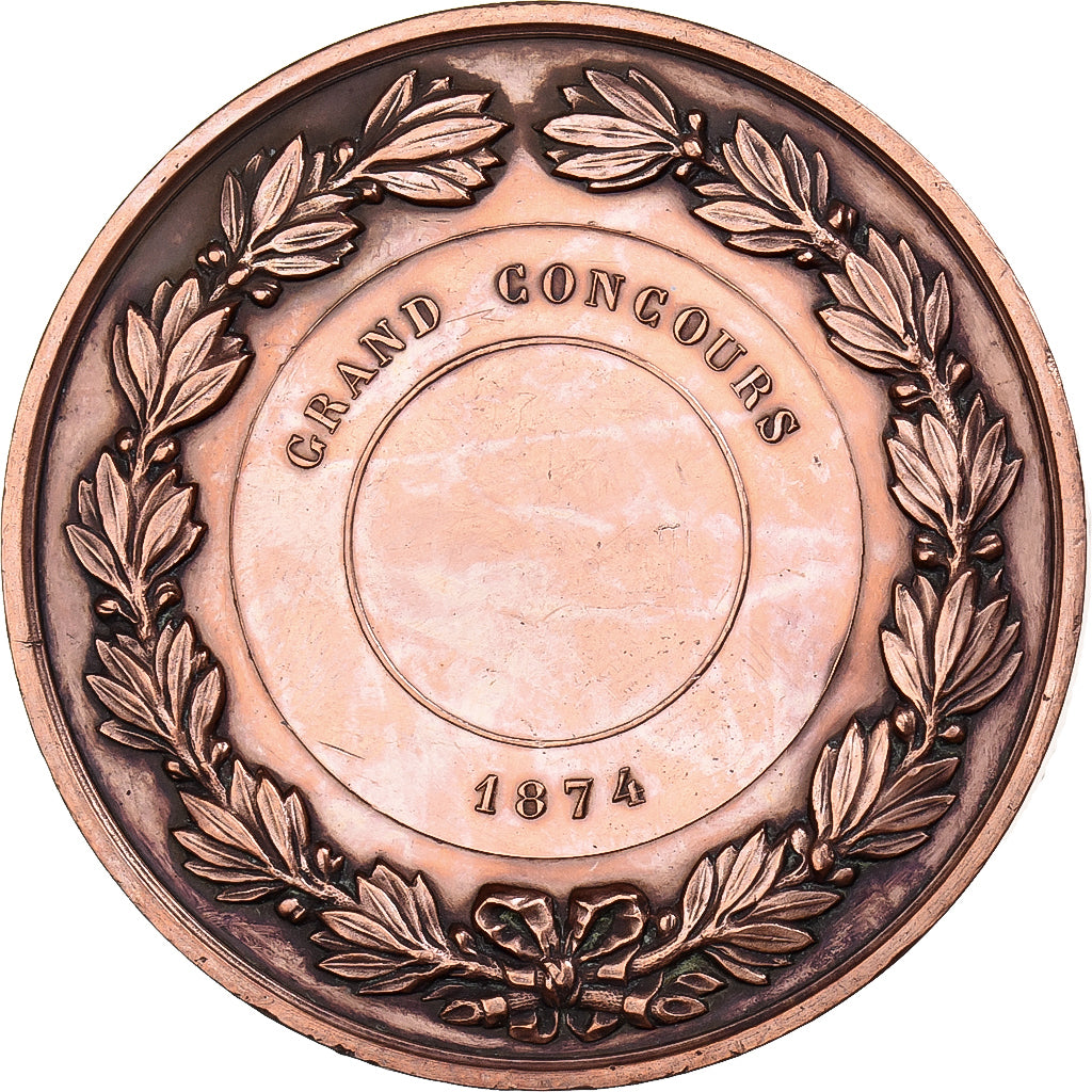 França, medalha, Société des Tireurs de l'Hérault, 1874, Cobre, Bescher