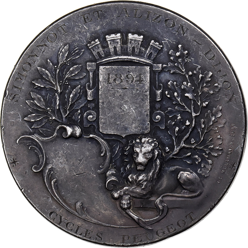 France, Médaille, Cycles Peugeot, Dijon, Argent, TTB, Erdmann