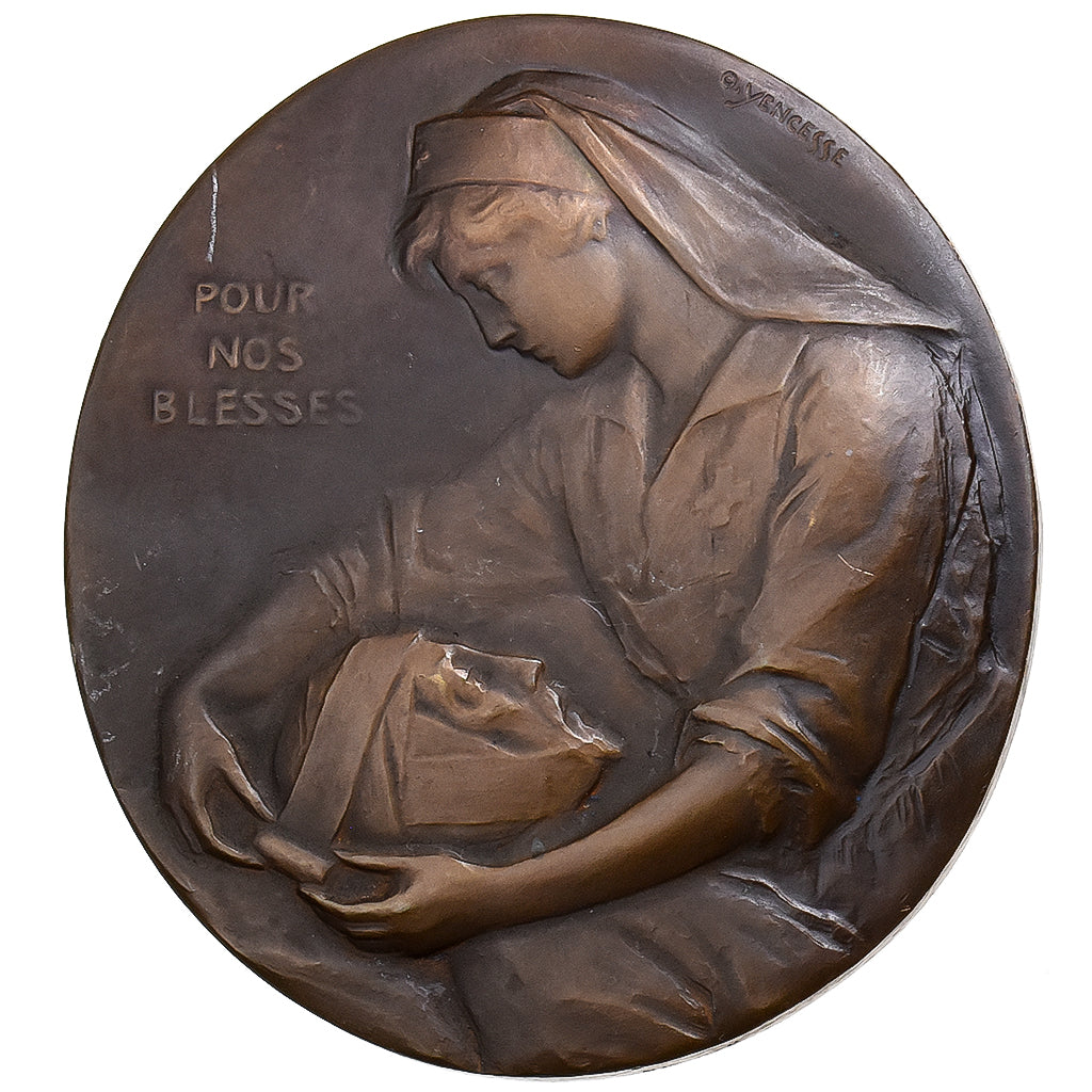 Francja, medal, Hôpital de la Soie, Blessés de Guerre, 1914-1919, Brązowy