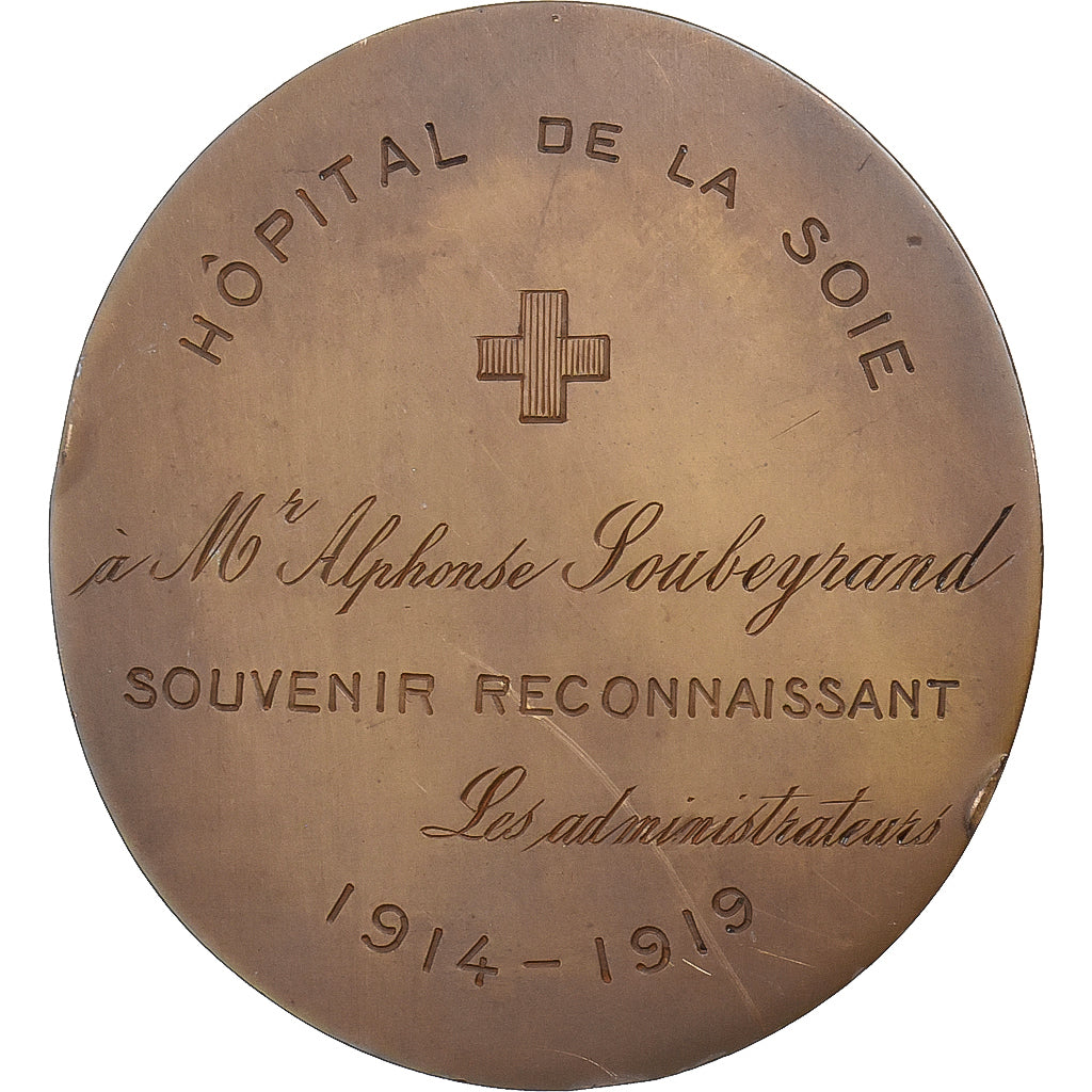 Francja, medal, Hôpital de la Soie, Blessés de Guerre, 1914-1919, Brązowy