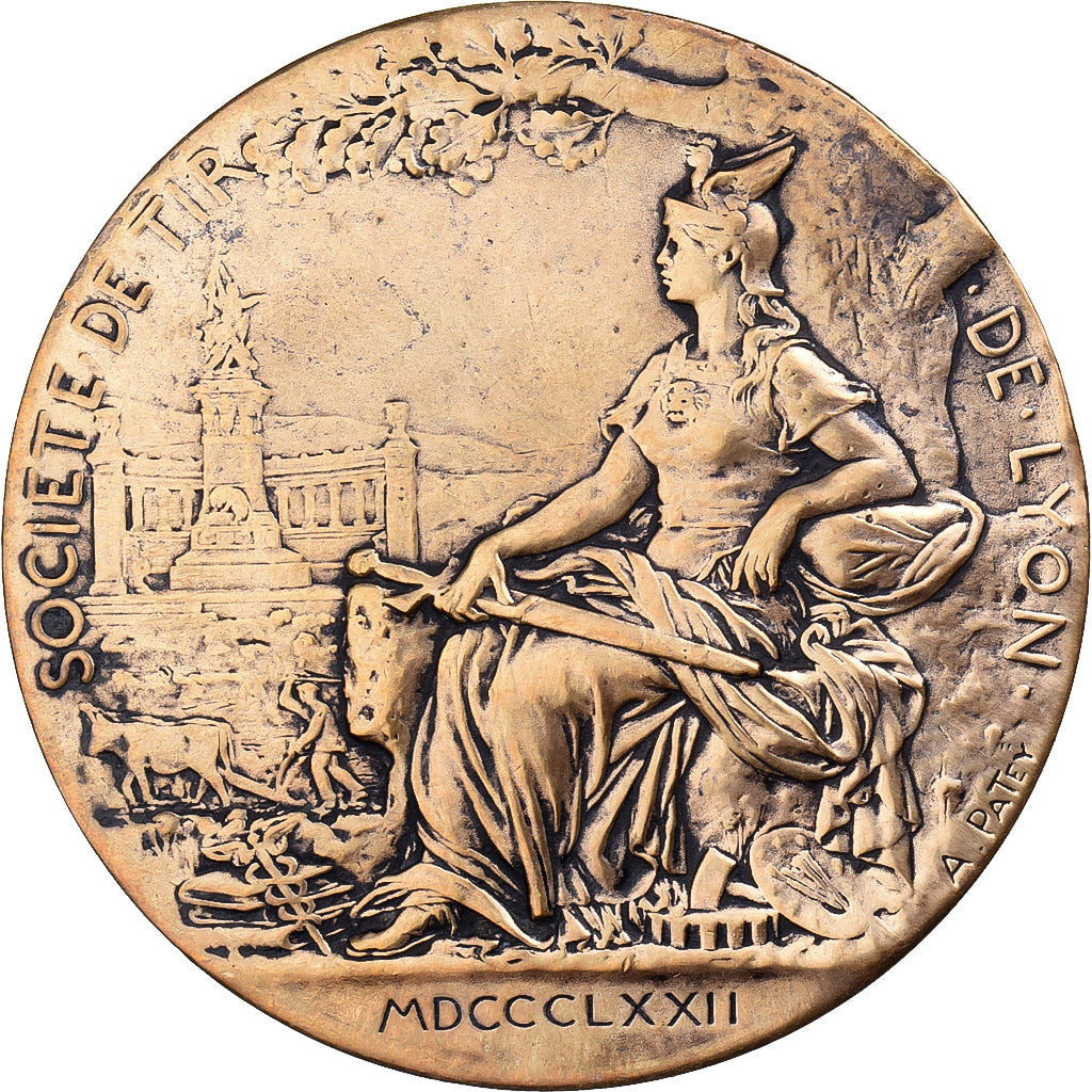 Francia, medaglia, Société de Tir de Lyon, 1872, Bronzo, Patey, BB