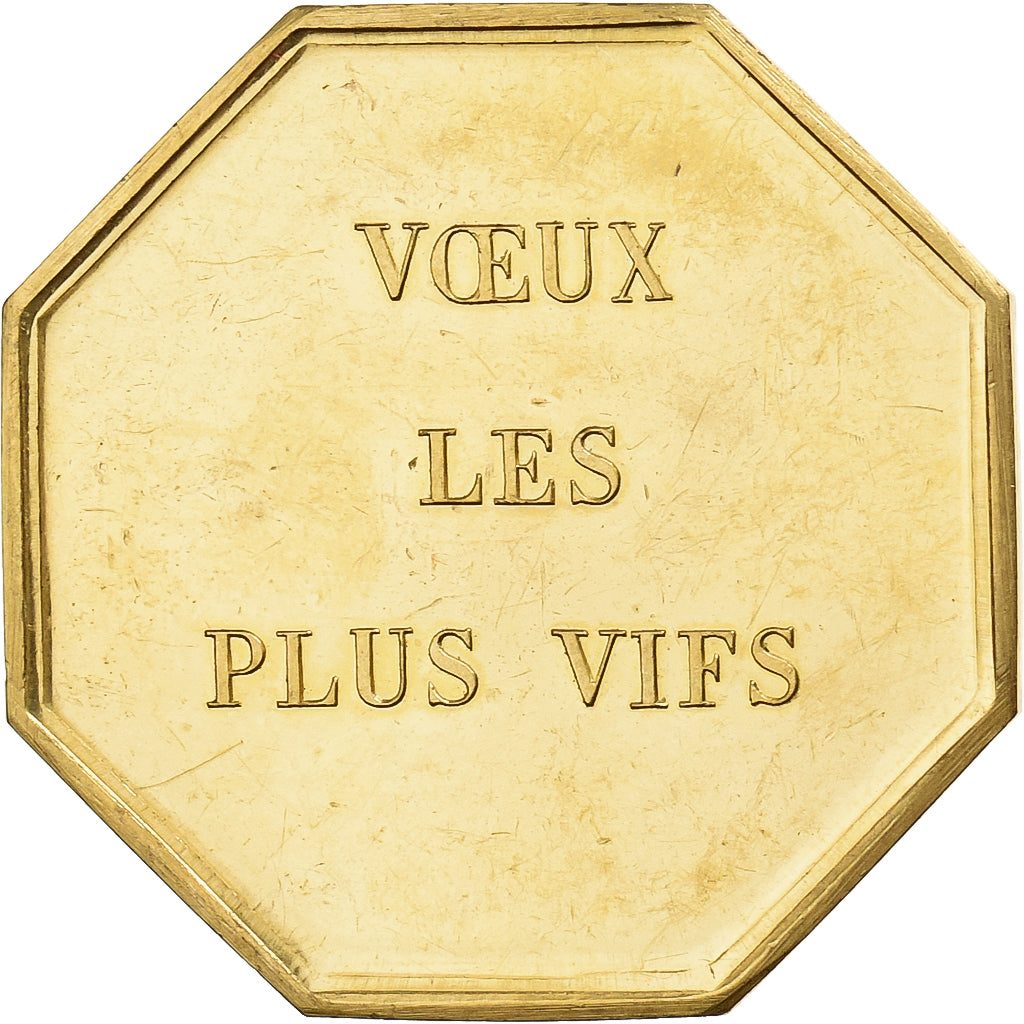 França, Token, Amour et Mariage, Voeux, Bronze Dourado, Fer à Cheval, MS(63)